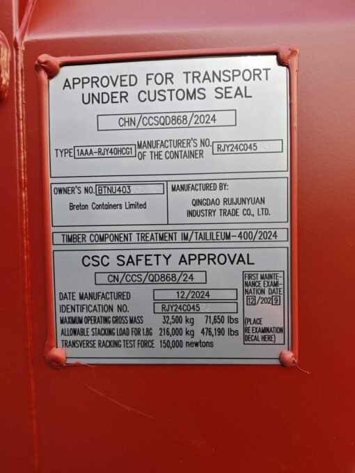 40 Foot Shipping Container HC – Like New One Trip - Image 4